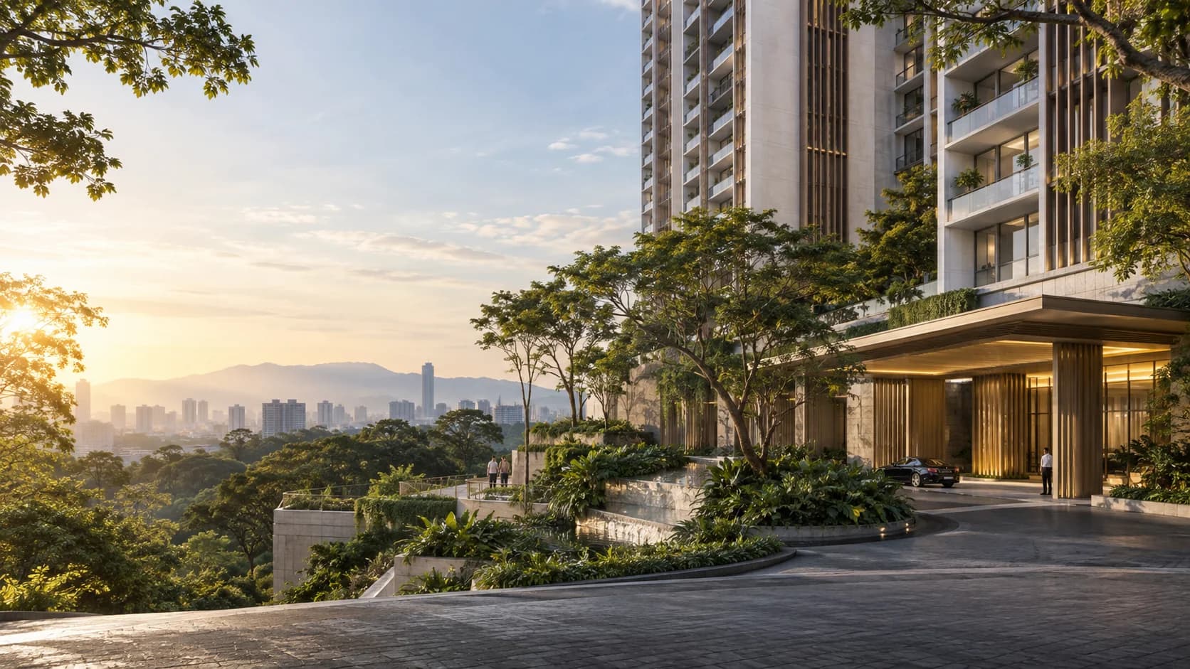 Contemporary Malaysian residence surrounded by tropical landscape